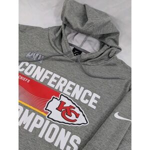 Nike Mens Hoodie Kansas‎ City Chiefs AFC Champions Gray Sweatshirt Size Large